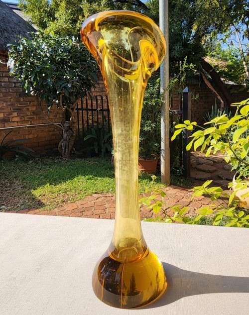 Vases SHAPELY VINTAGE AMBER ART GLASS VASE was sold for R101.00 on 12